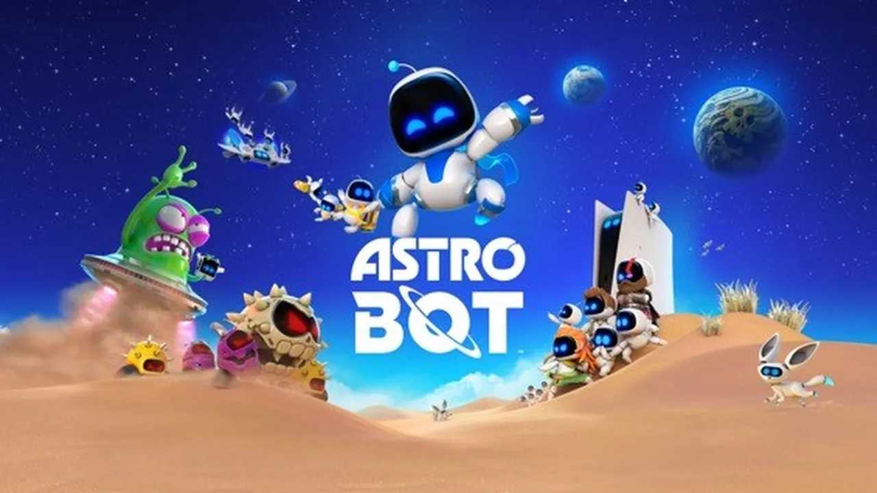 Astro Bot explorando nuevos mundos con enemigos y aliados en PlayStation.